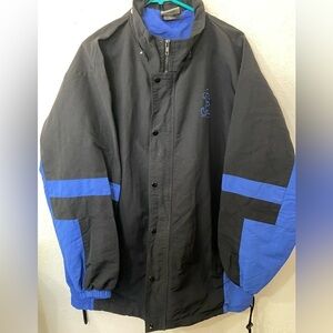 Walt Disney World Mickey Mouse Jacket Navy Blue Nylon Heavy Coat Vintage Sz XL